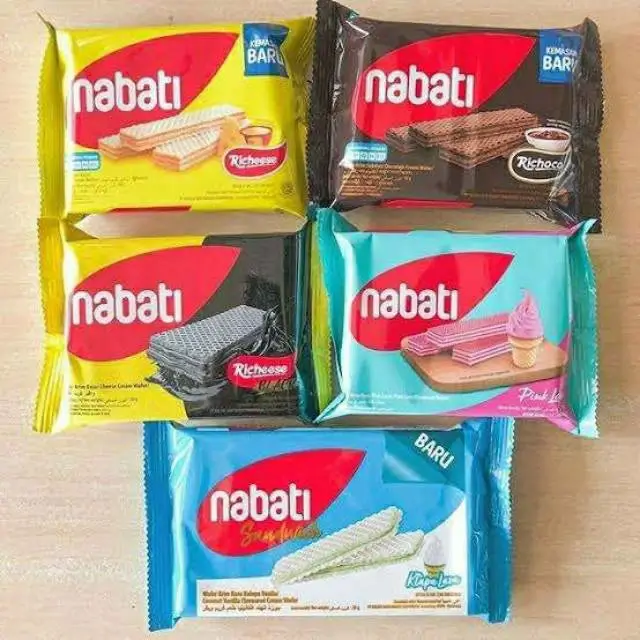 Nabati wafer assorted flavors Cheese, Chocolate, Vanilla, and the exotic Pink Lava in individual wrappers