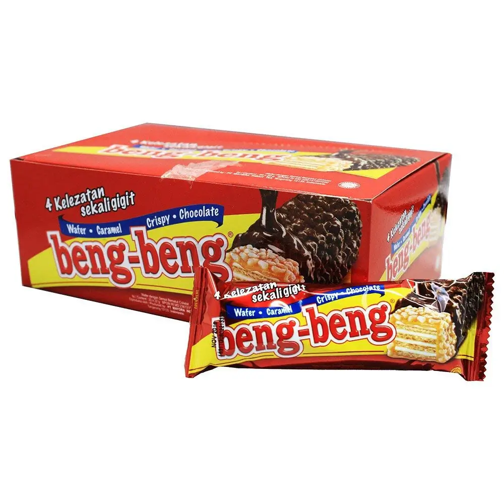 Beng-beng chocolate wafer bar display box crispy wafer with caramel chocolate coating